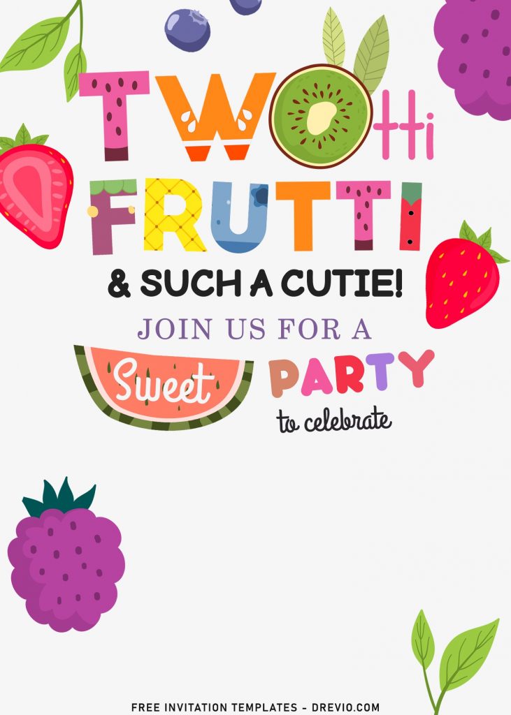 7+ Summer Two-tti Frutti 2nd Birthday Invitation Templates For Kids with fresh tropical fruitis
