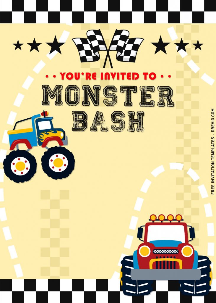 Invitation Template of 7+ Boys Monster Truck Bash Birthday Invitation Templates For All Ages 1