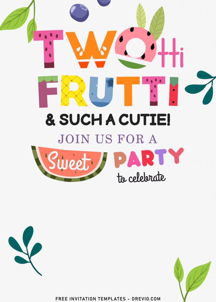 7+ Summer Two-tti Frutti 2nd Birthday Invitation Templates For Kids with 