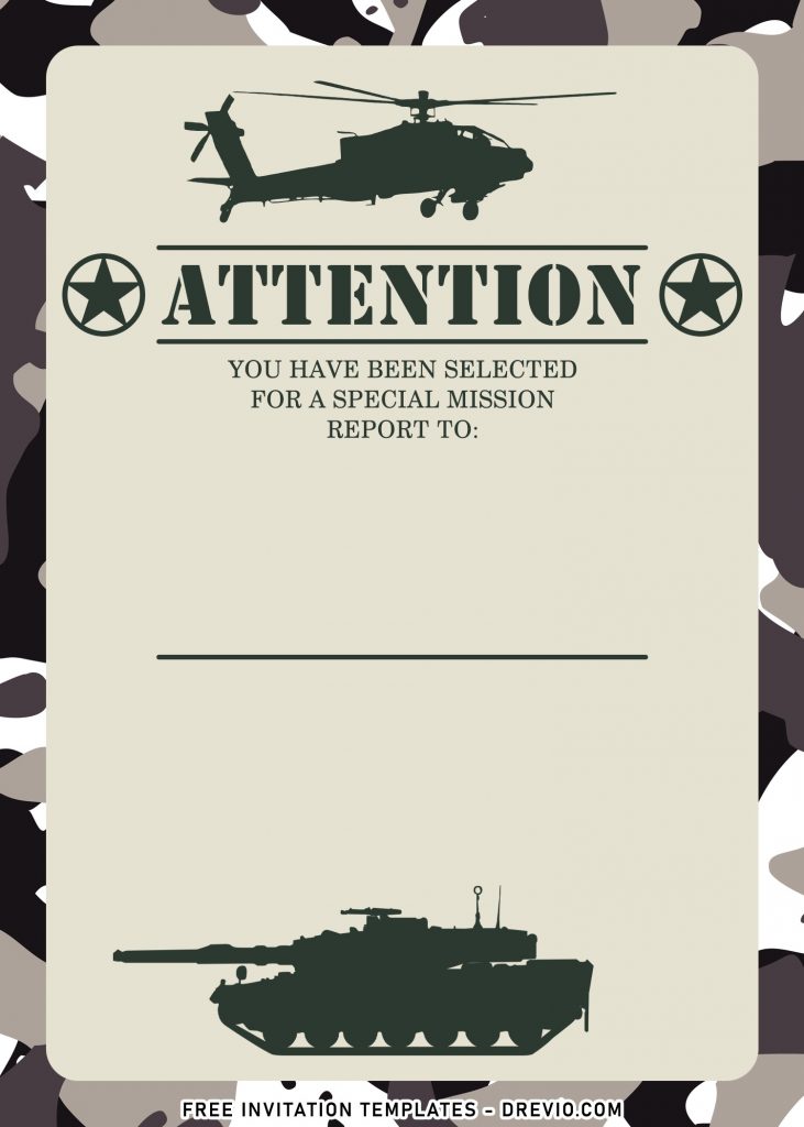 7+ Military Camouflage Themed Birthday Invitation Templates with Military Helicopter