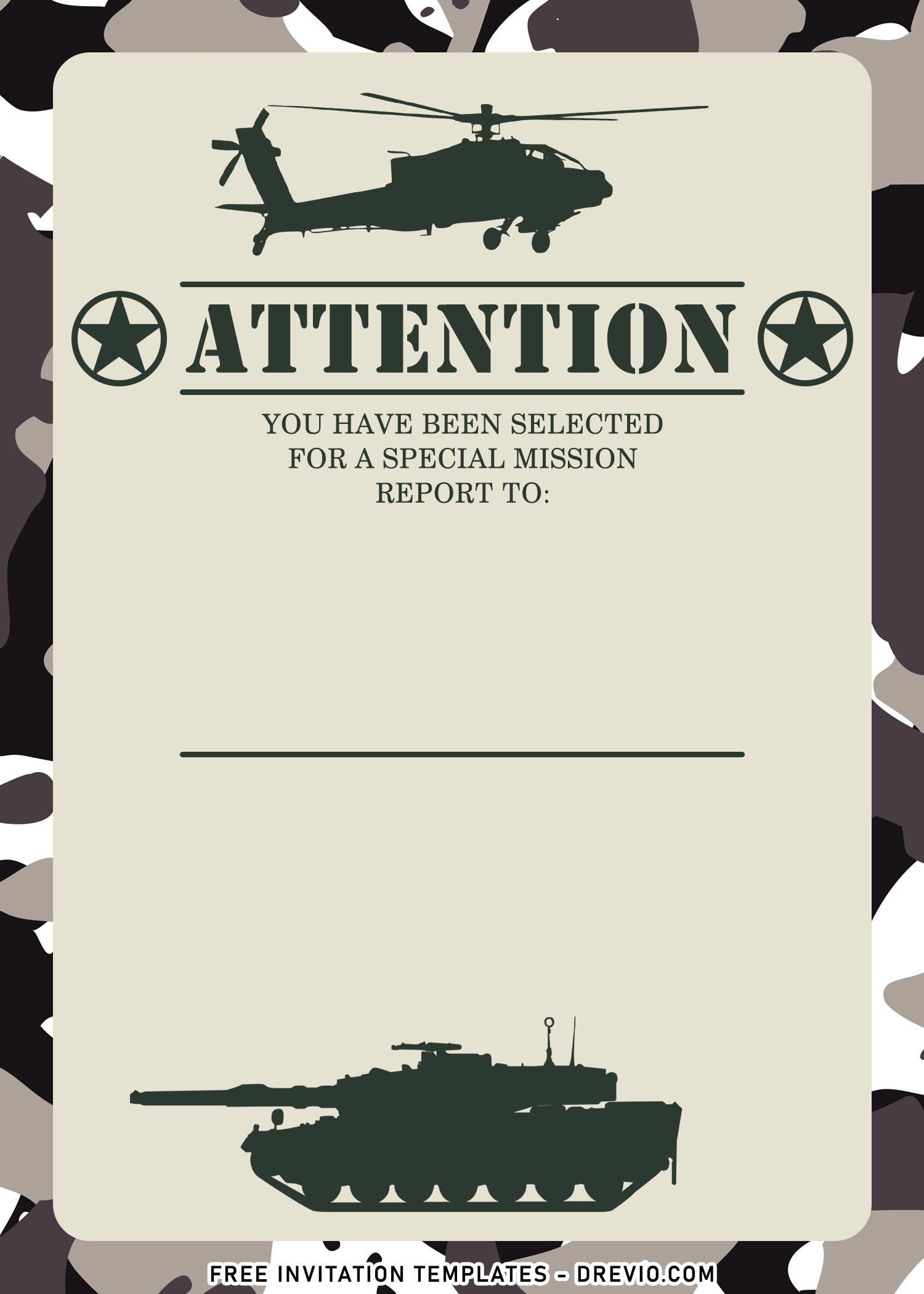 7  Military Camouflage Themed Birthday Invitation Templates Download