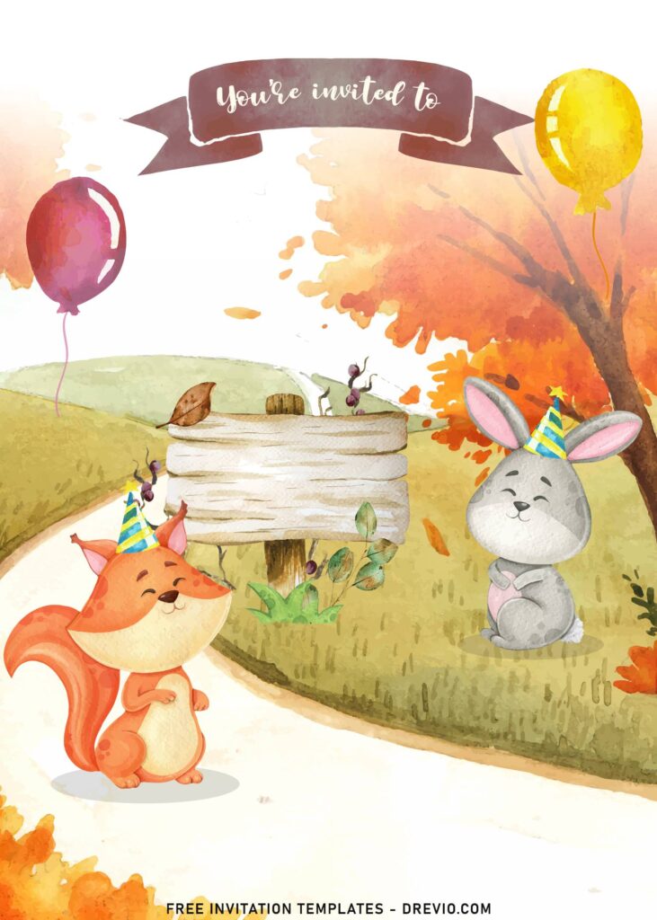 7+ Gender Neutral Woodland Birthday Invitation Templates with fox and bunny