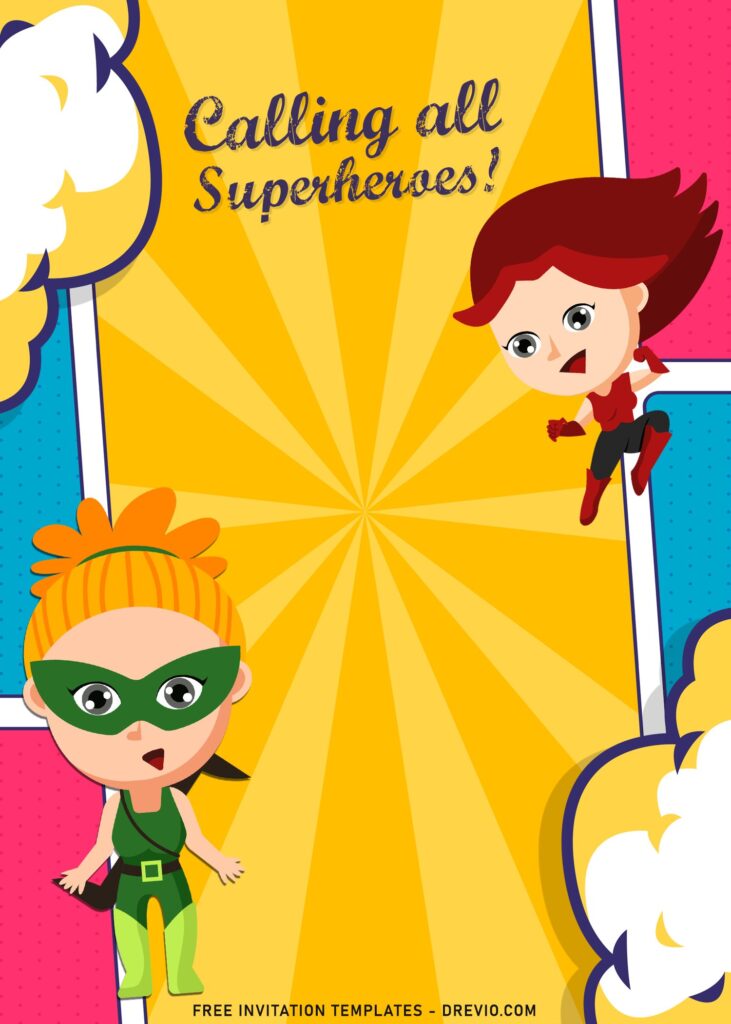 Invitation Template of 7+ Cute Pop Up Art Girl Superhero Birthday Invitation Templates 1