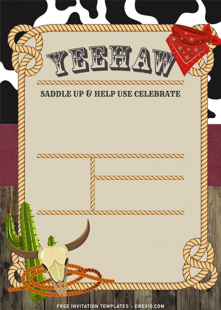 7+ Yee Haw Western Cowboy Birthday Invitation Templates with 