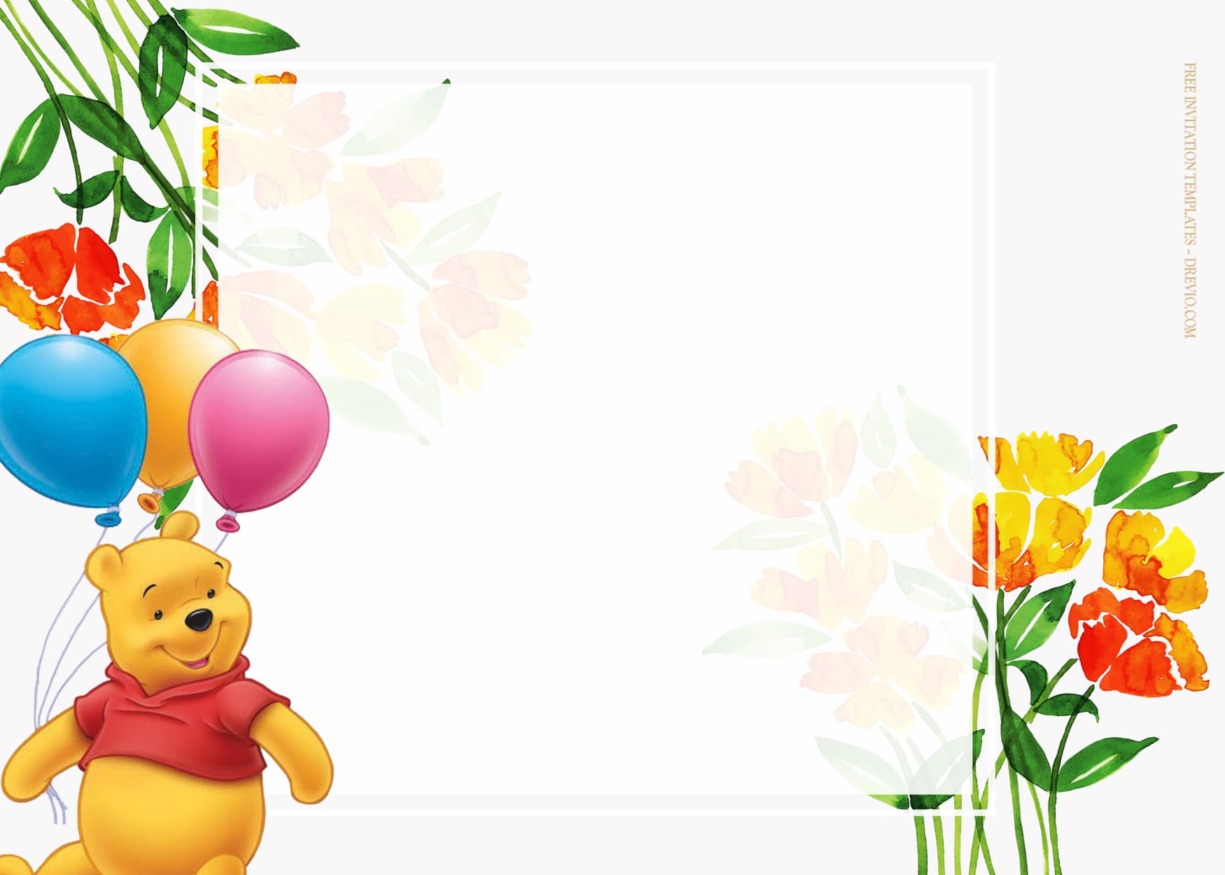 7+ Fresh Orange Blossom Winnie The Pooh Birthday Invitation Templates Type One