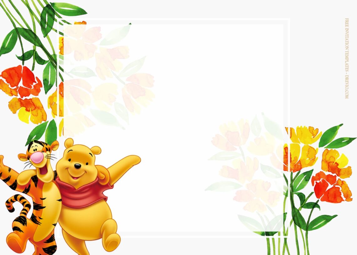 7+ Fresh Orange Blossom Winnie The Pooh Birthday Invitation Templates Type Three