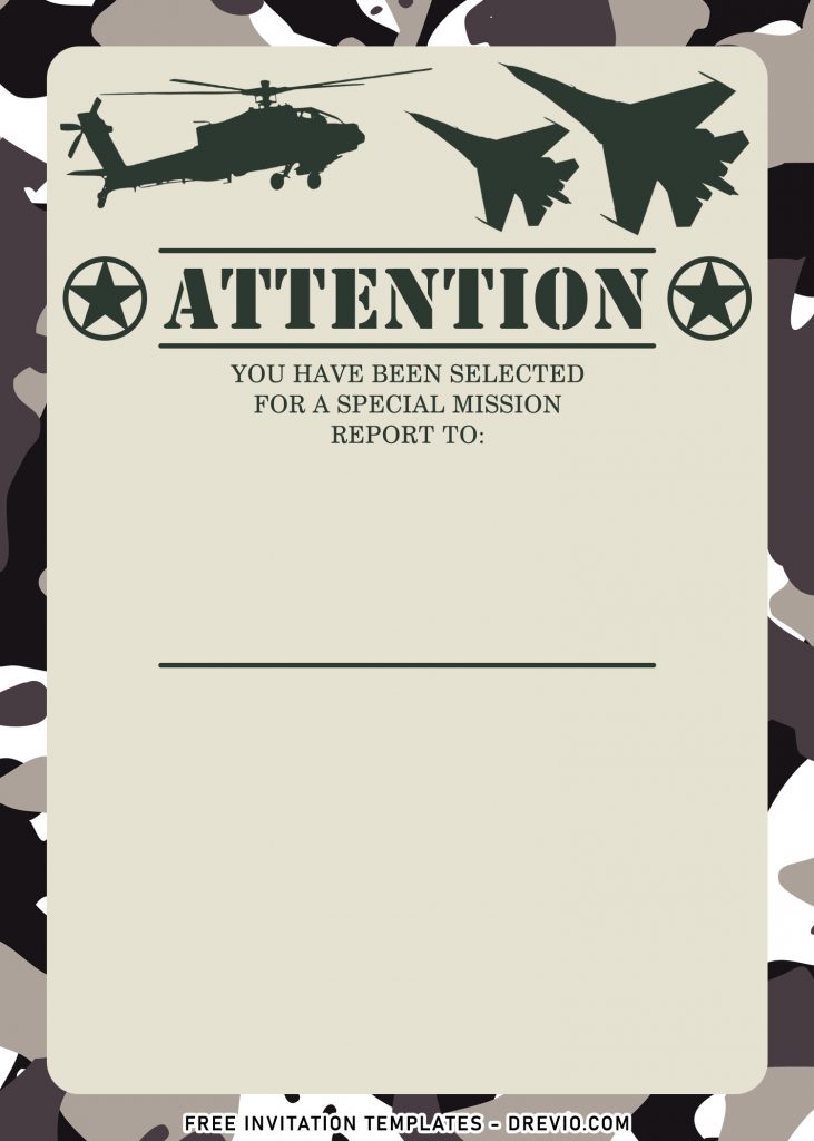 7+ Military Camouflage Themed Birthday Invitation Templates with awesome fighter jets