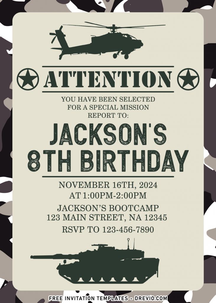 7+ Military Camouflage Themed Birthday Invitation Templates