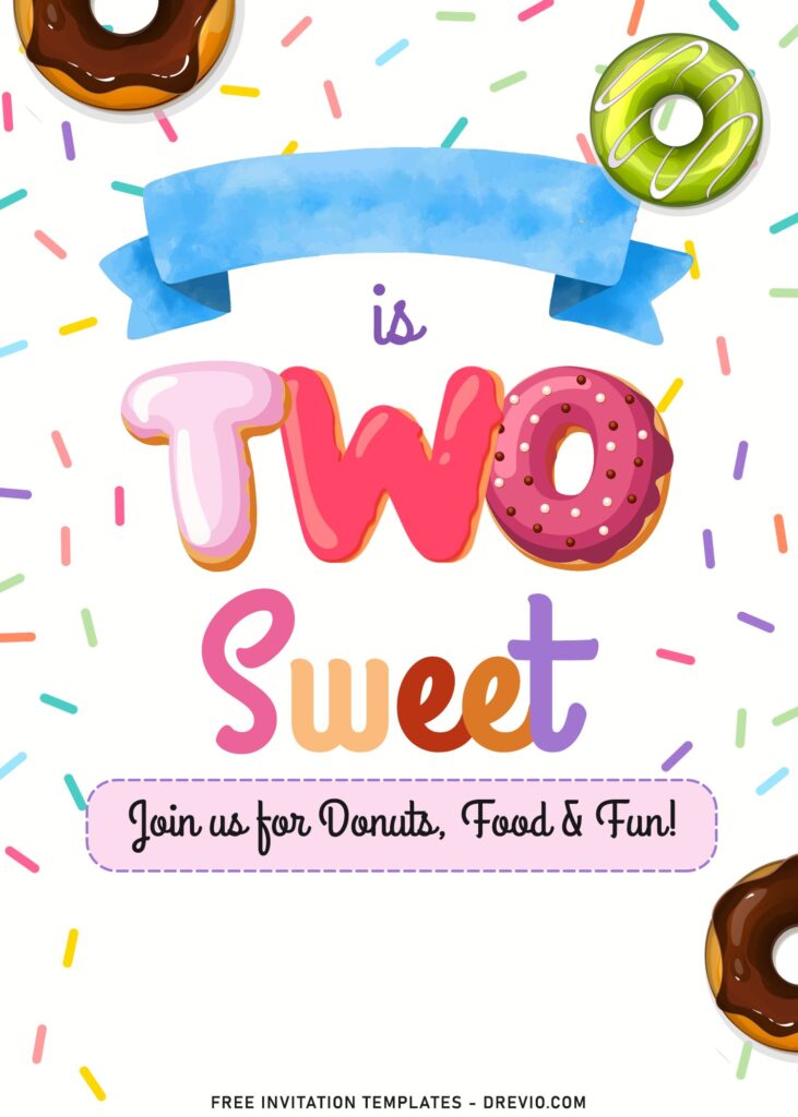 7+ Best Two Sweet 2nd Birthday Invitation Templates with colorful sprinkles