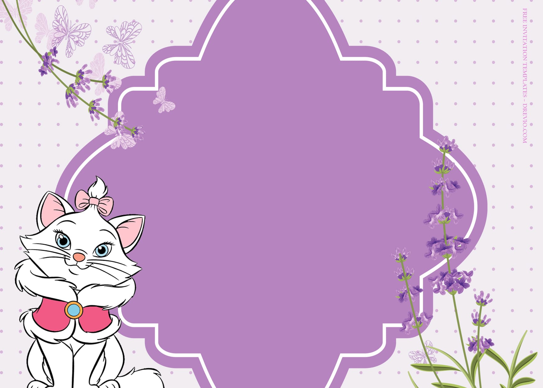 7+ Purple Fluff With Aristocats Birthday Invitation Templates Type Six