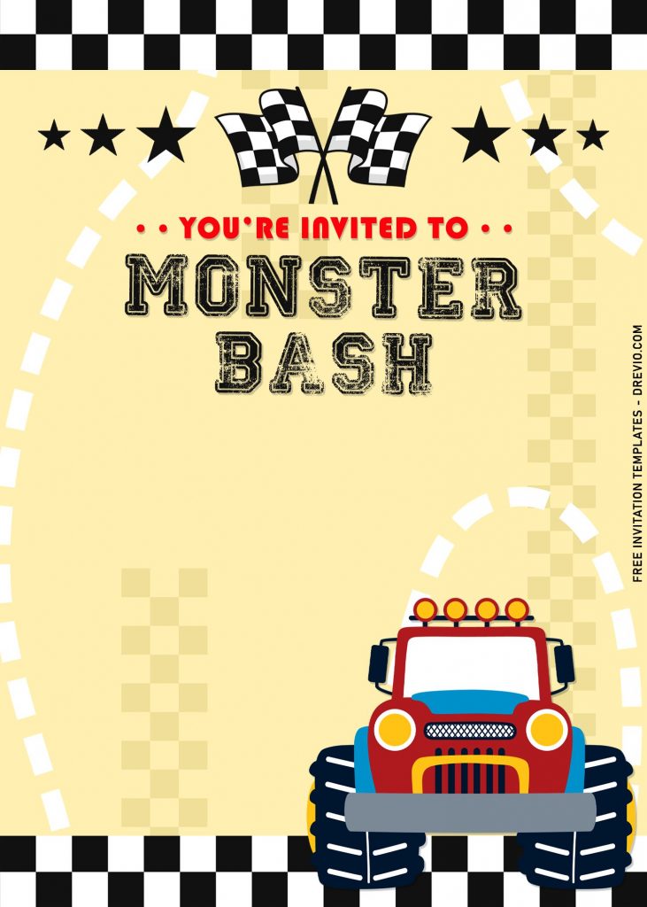 7+ Boys Monster Truck Bash Birthday Invitation Templates For All Ages with awesome monster truck