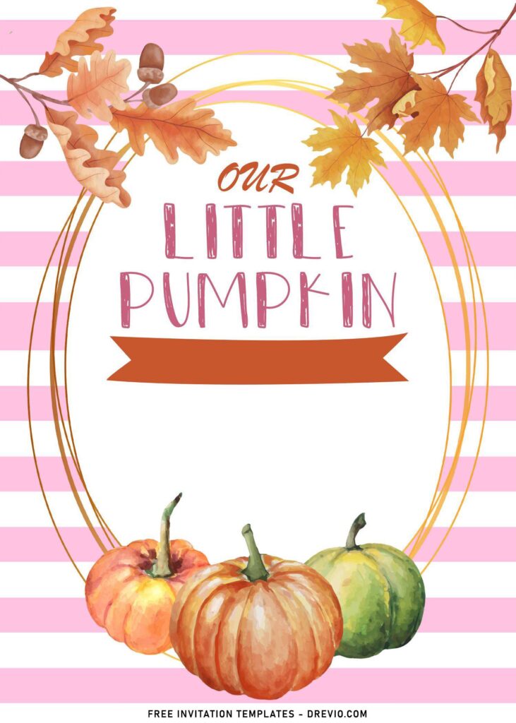 7+ Cute Little Pumpkin First Birthday Party Invitation Templates with cute red ribbon and little pumpkin wording