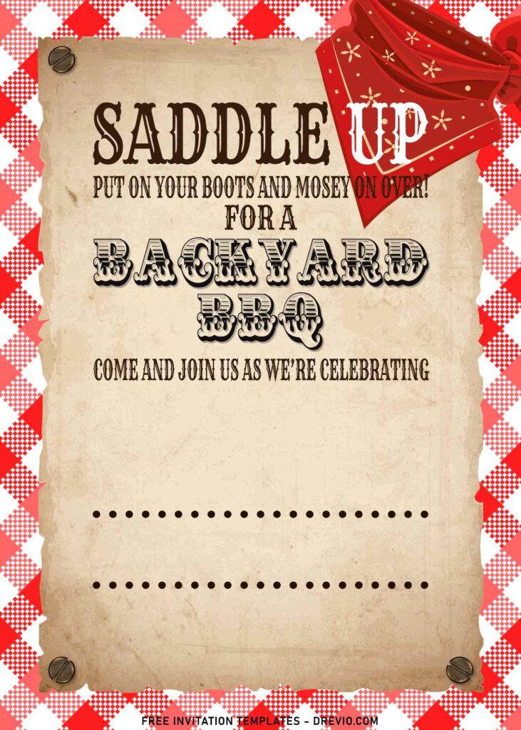 7+ Saddle Up Wild West Theme Birthday Invitation Templates with bandana mask