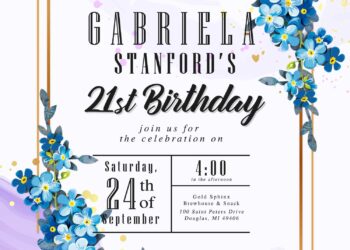 7+ Violet Marble And Floral Stunning Birthday Invitation Templates