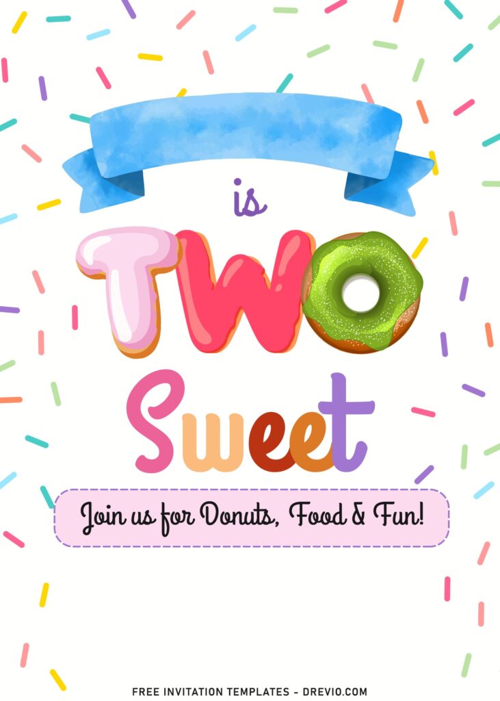 7+ Best Two Sweet 2nd Birthday Invitation Templates with glazed donut