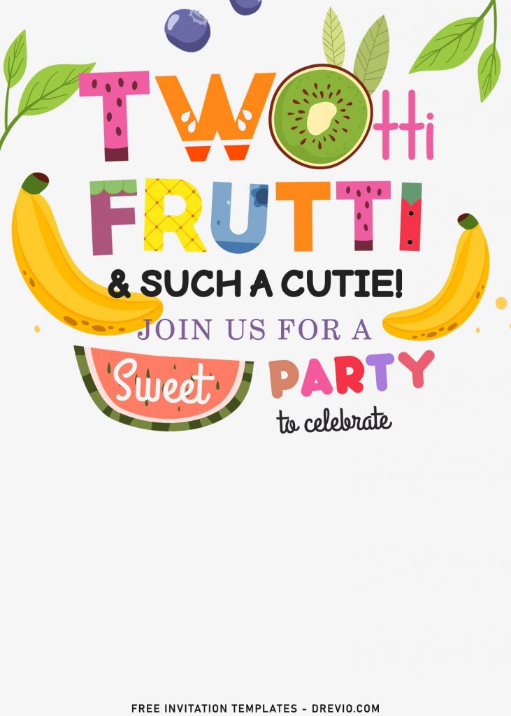 7+ Summer Two-tti Frutti 2nd Birthday Invitation Templates For Kids with bananas