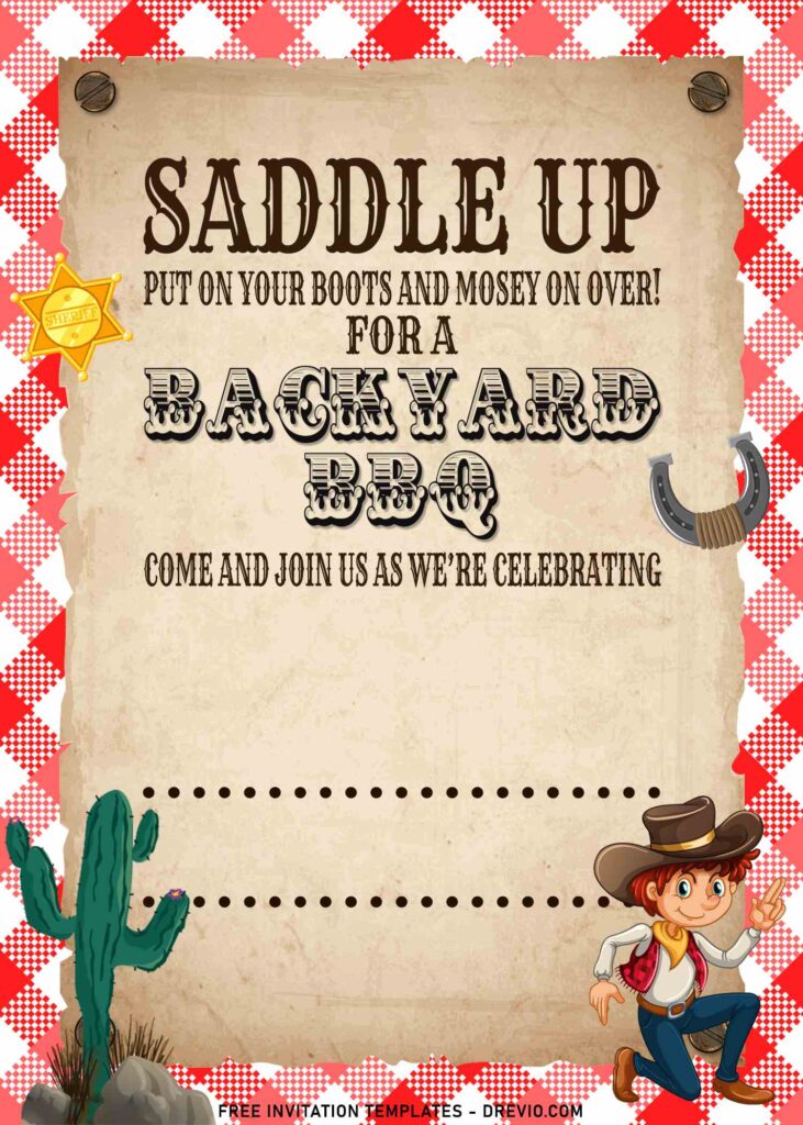 7+ Saddle Up Wild West Theme Birthday Invitation Templates with Horse Shoe And Little Cowboy