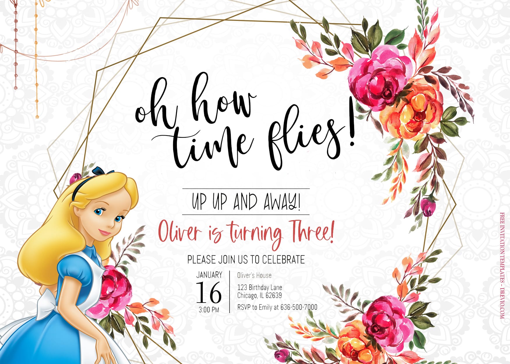 8+ Alice In Wonderland Blossoming Birthday Invitation Templates Title