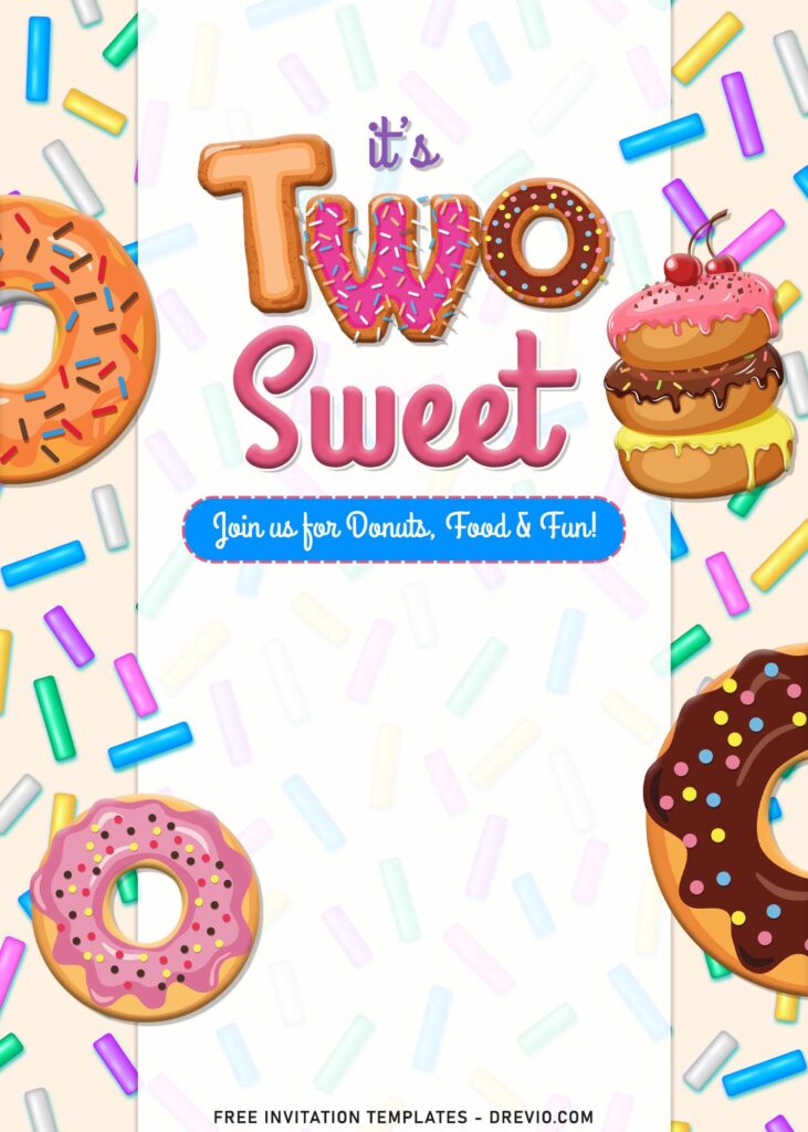8+ Sweet Sprinkle 2nd Birthday Invitation Templates with Choco glazed donut