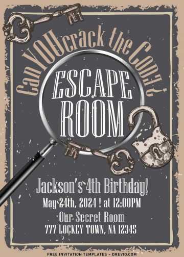 8+ Vintage Locks And Keys Escape Room Party Invitation Templates For ...