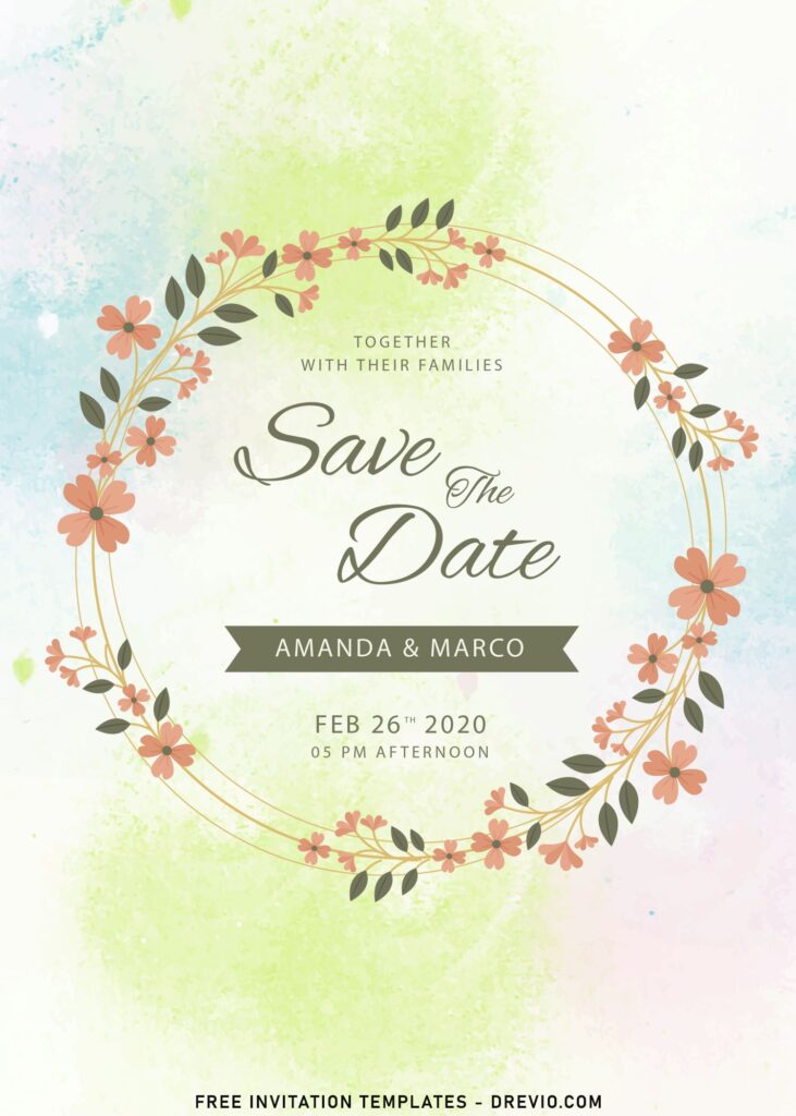 8+ Vivid Floral Wreath And Frame Save The Date Invitation Templates