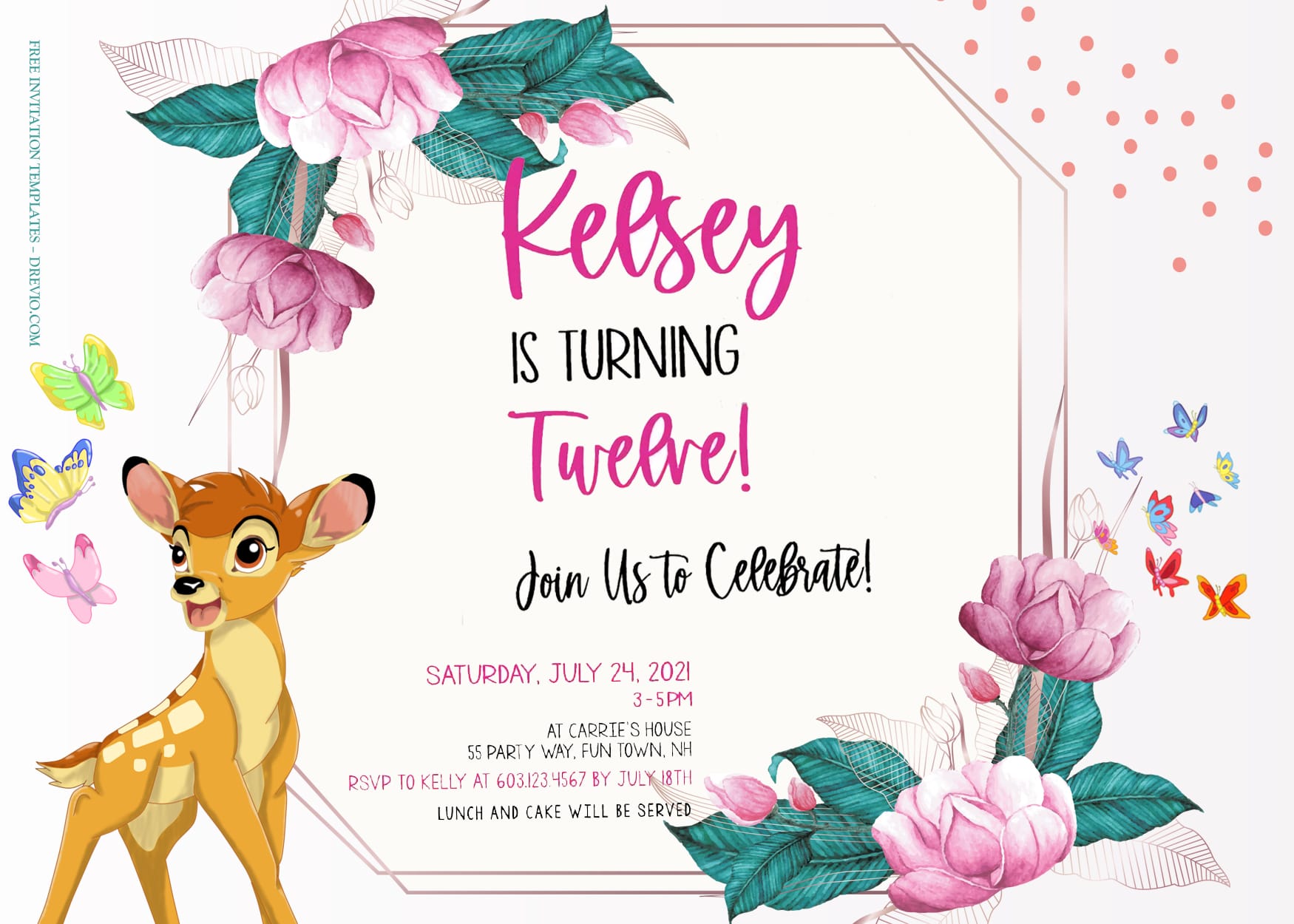 8+ Jungle Friendship With Bambi Birthday Invitation Templates Title