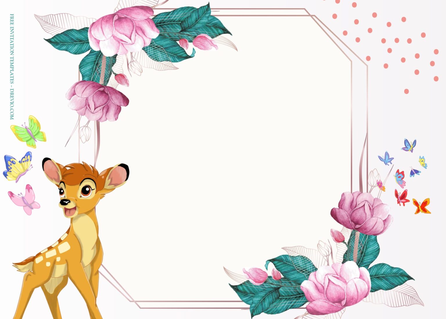 8 Jungle Friendship With Bambi Birthday Invitation Templates Type Four