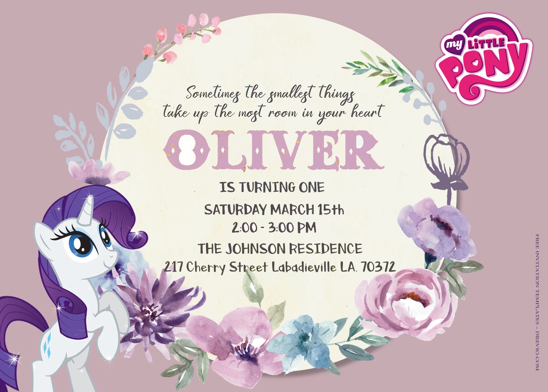 8+ Purple Pie My Little Pony Birthday Invitation Templates Title