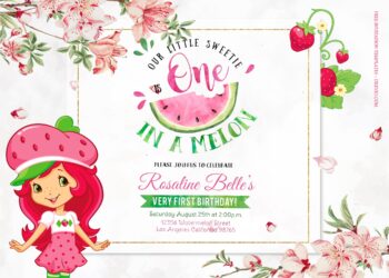 8+ Strawberry Shortcake With Sakura Blossom Birthday Invitation Templates Title