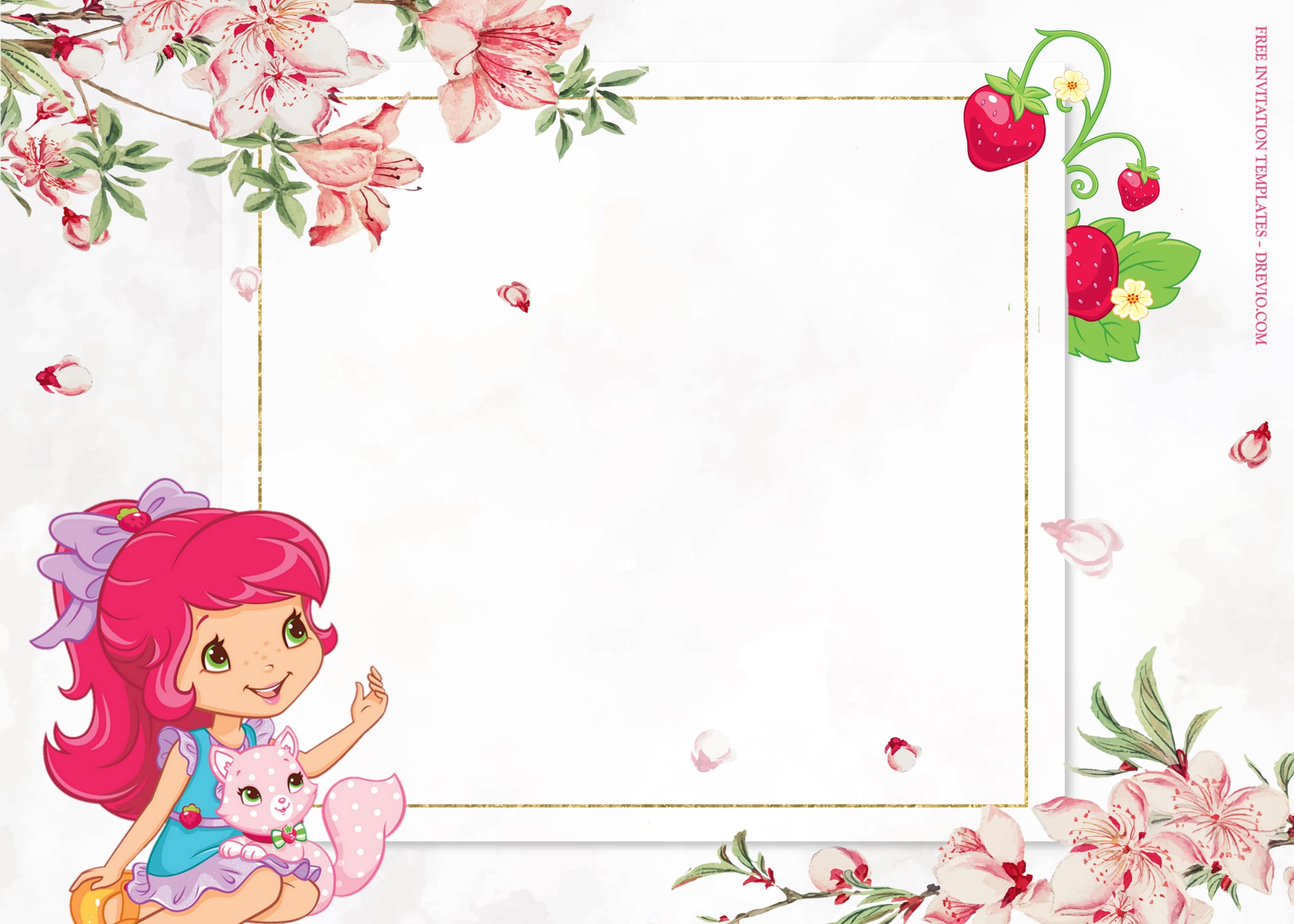 8+ Strawberry Shortcake With Sakura Blossom Birthday Invitation Templates Type Five