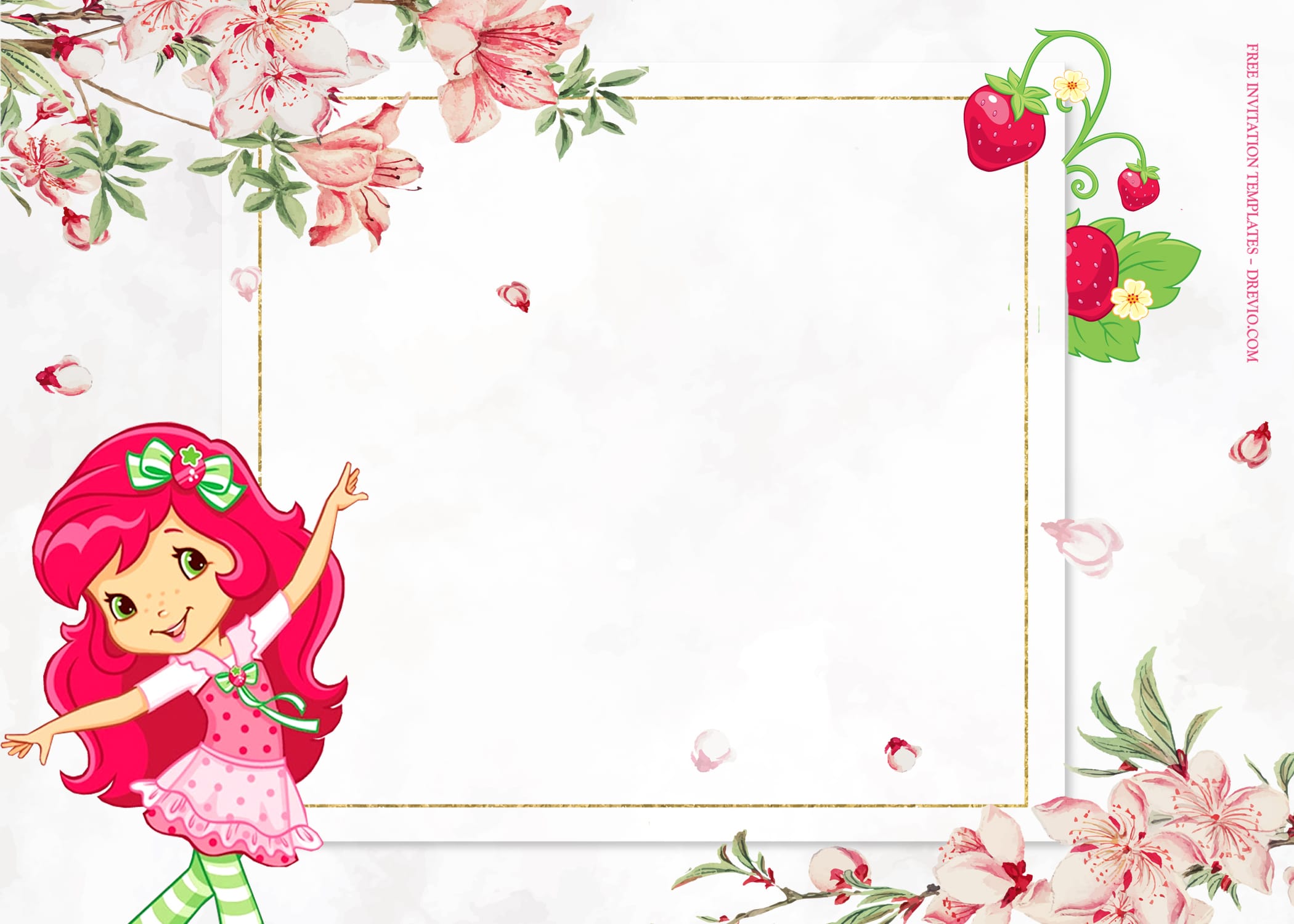 8+ Strawberry Shortcake With Sakura Blossom Birthday Invitation Templates Type FOur