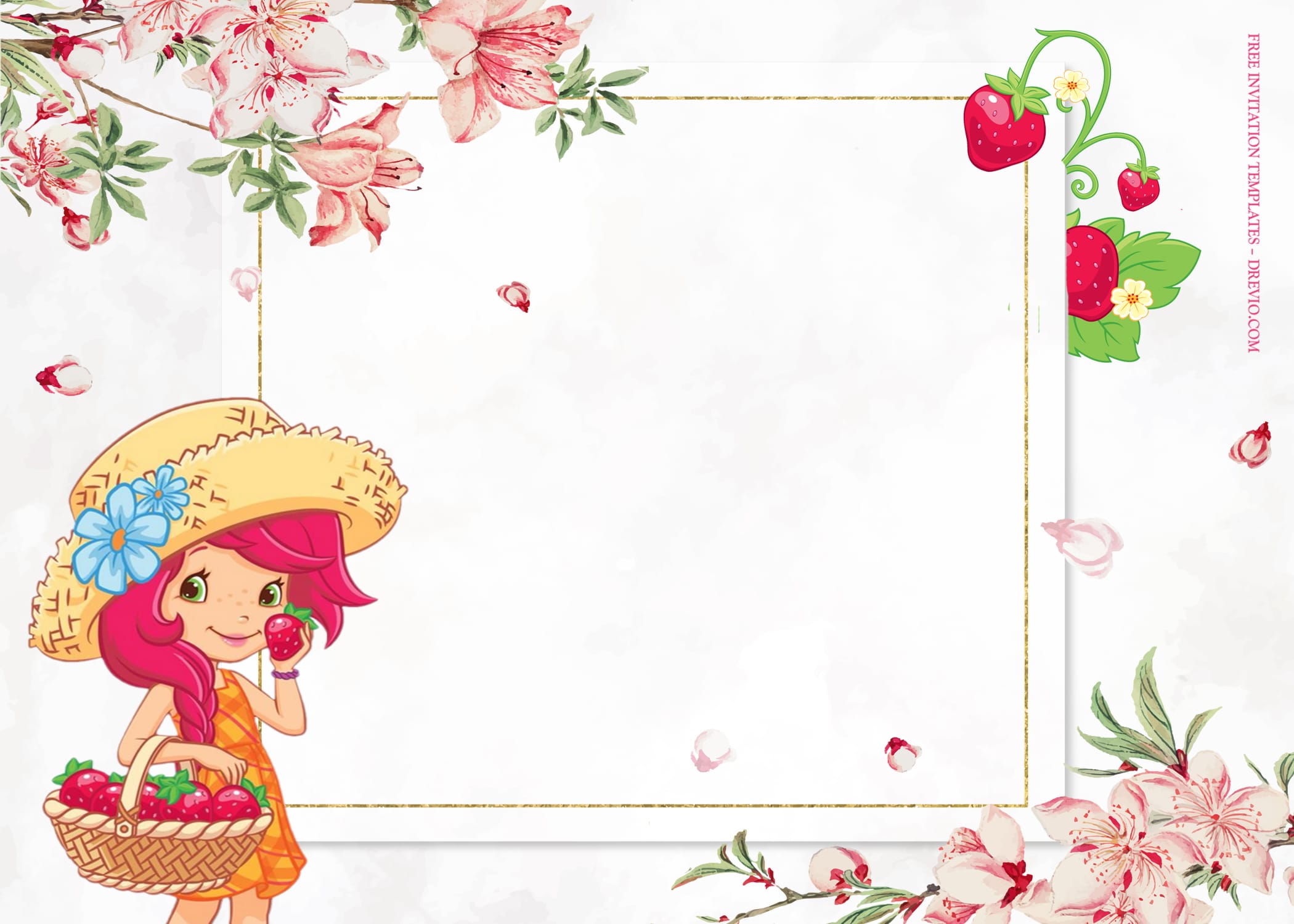 8+ Strawberry Shortcake With Sakura Blossom Birthday Invitation Templates Type Three