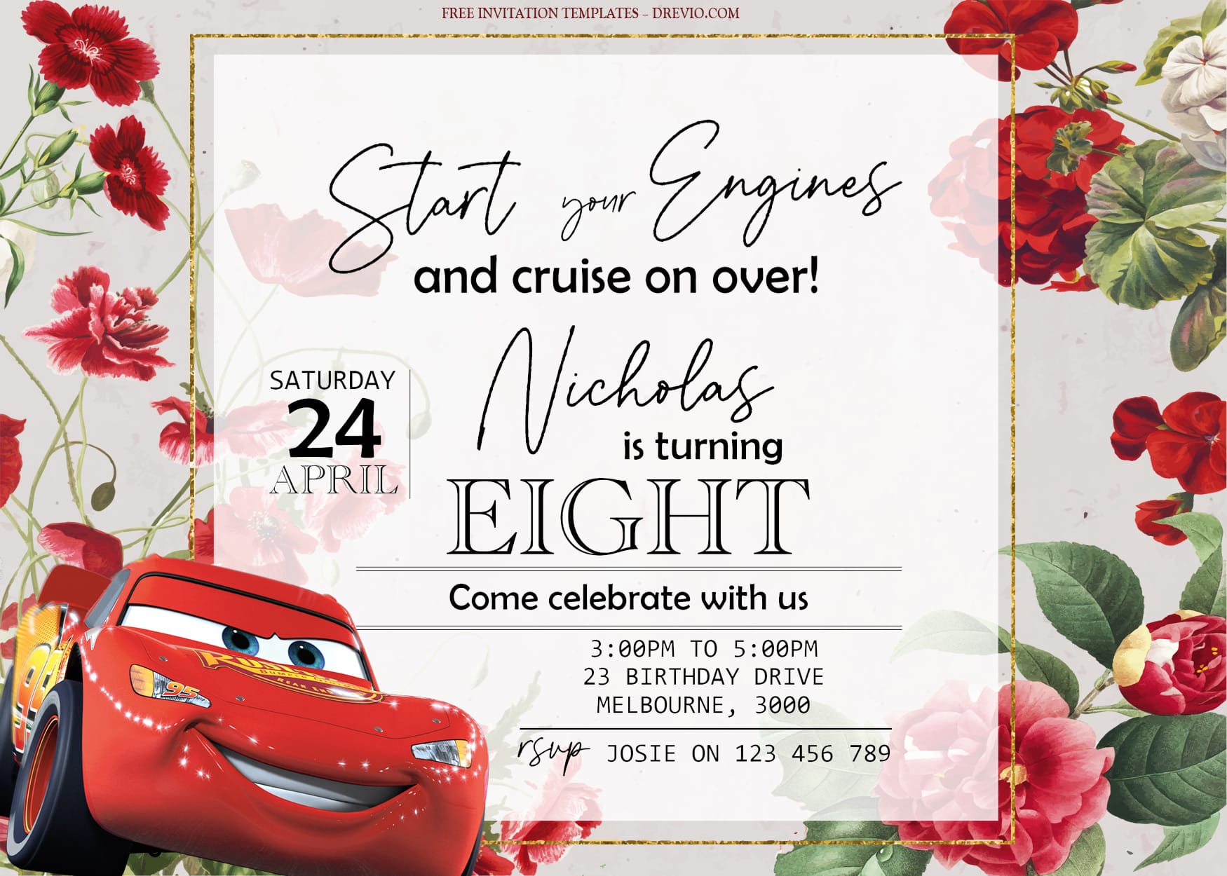 8+ The Cars Racing Through Highway Birthday Invitation Templates Title