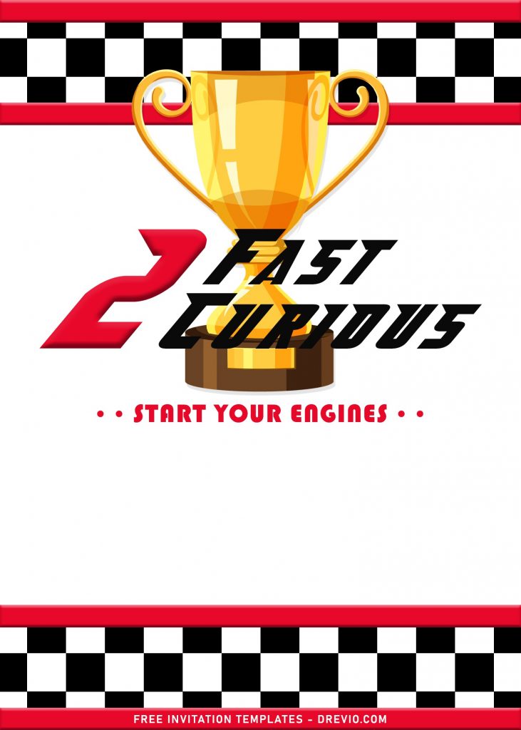 8+ Ultimate 2 Fast 2 Curious Race Car Birthday Invitation Templates with Race Trophy