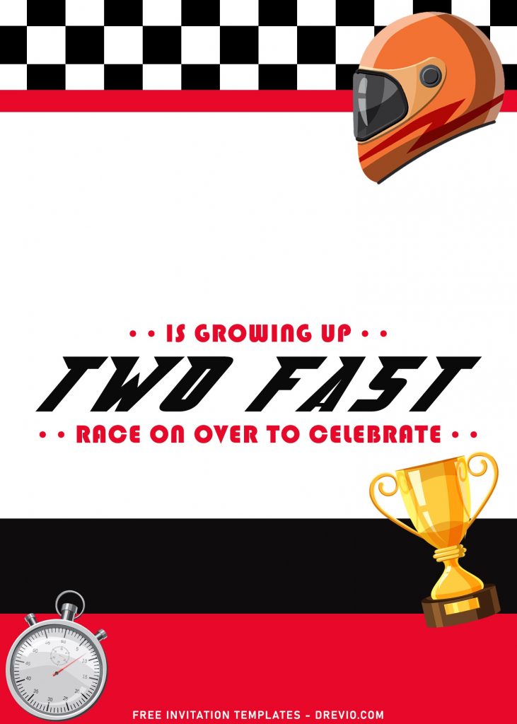 9+ Awesome Two Fast 2nd Birthday Party Invitation Templates For Boys with race trophy