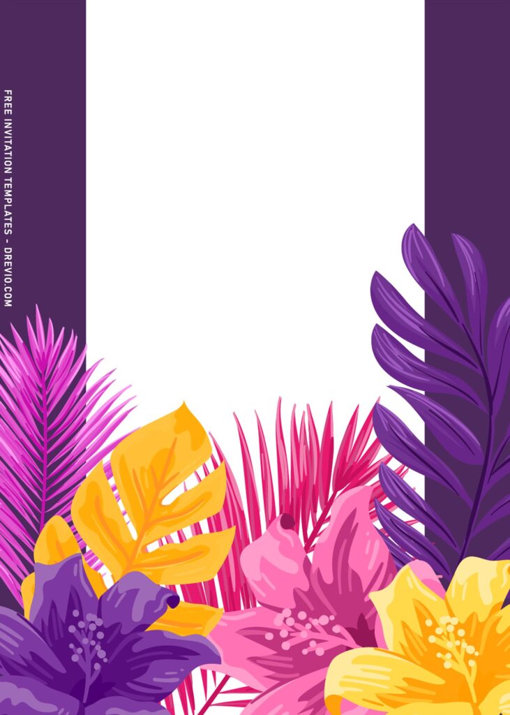 9+ Fancy Tropical Beach Party Invitation Templates with monstera and palm leaves