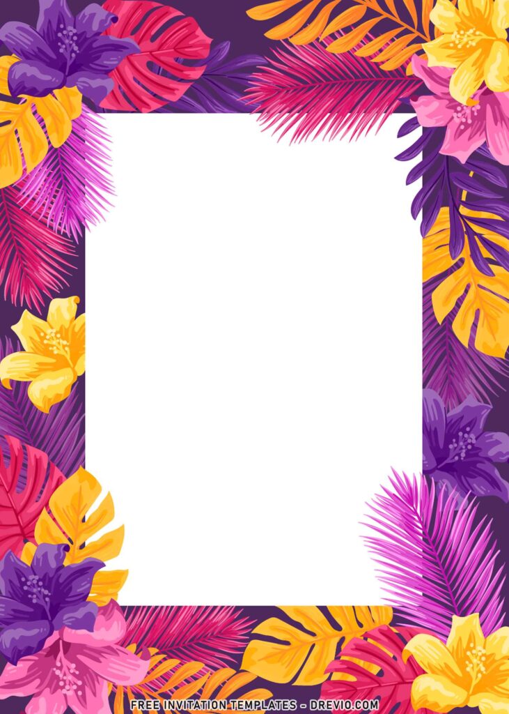 9+ Fancy Tropical Beach Party Invitation Templates with bright and colorful foliage painting