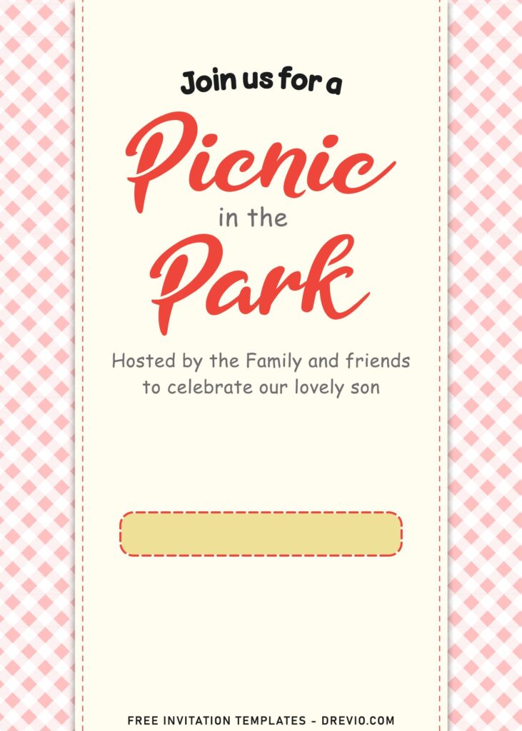 9+ Classic Gingham Picnic In The Park Birthday Invitation Templates with diagonal crossed pattern