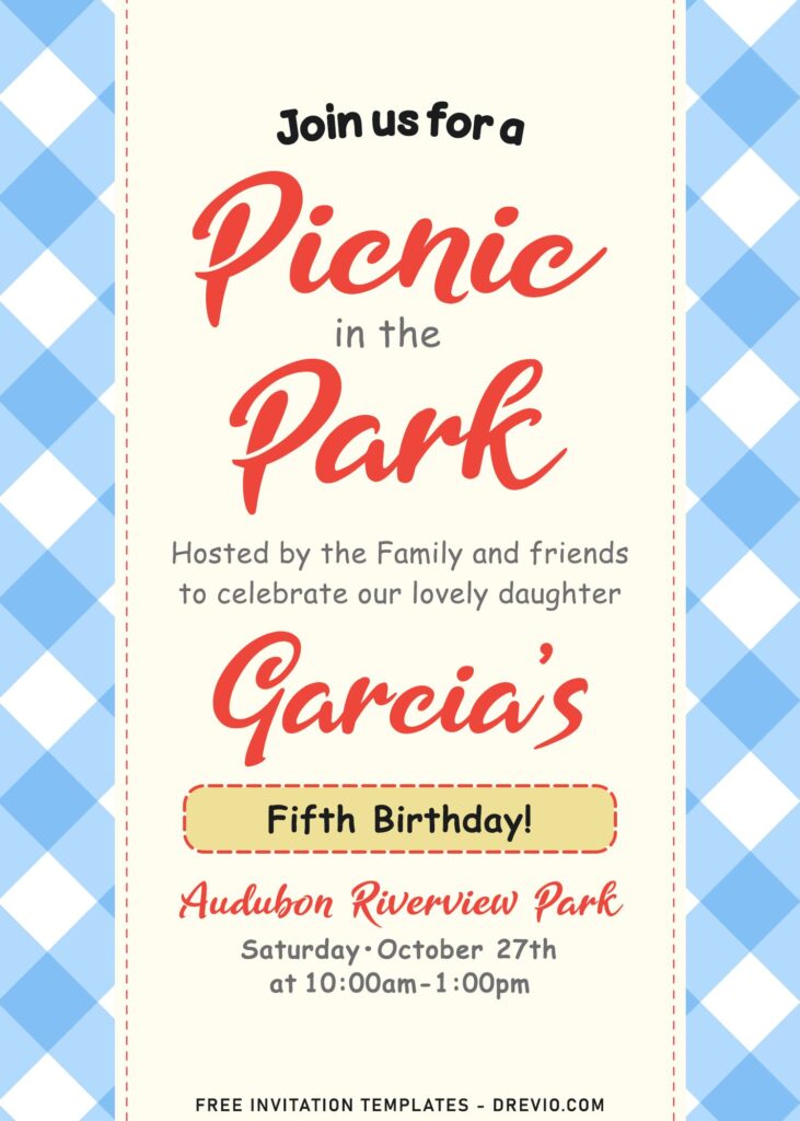 9+ Classic Gingham Picnic In The Park Birthday Invitation Templates