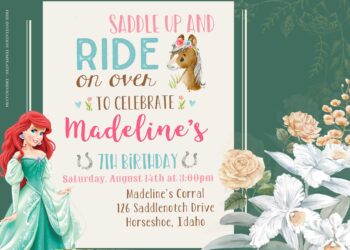 9+ Little Mermaid Green Garden Birthday Invitation Templates Title