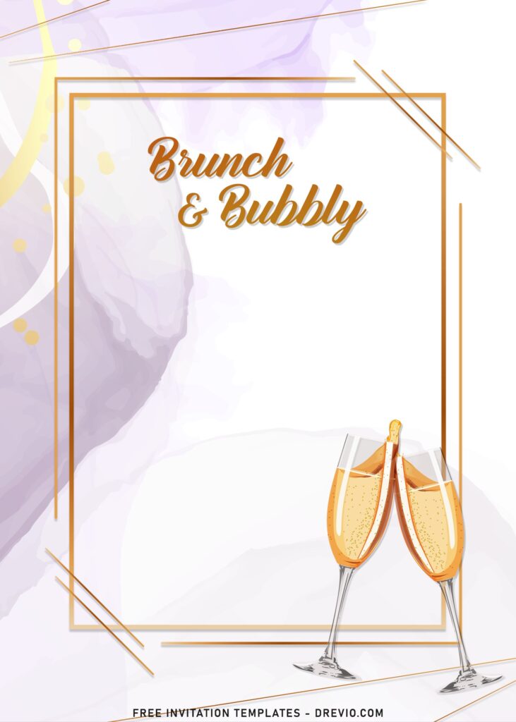 9+ Shiny Marble Brunch And Bubbly Party Invitation Templates with stunning glass of wine