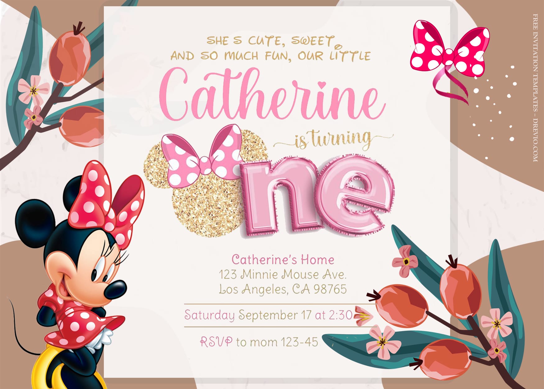 9+ Minnie Floral Blossom Birthday Invitation Templates Title