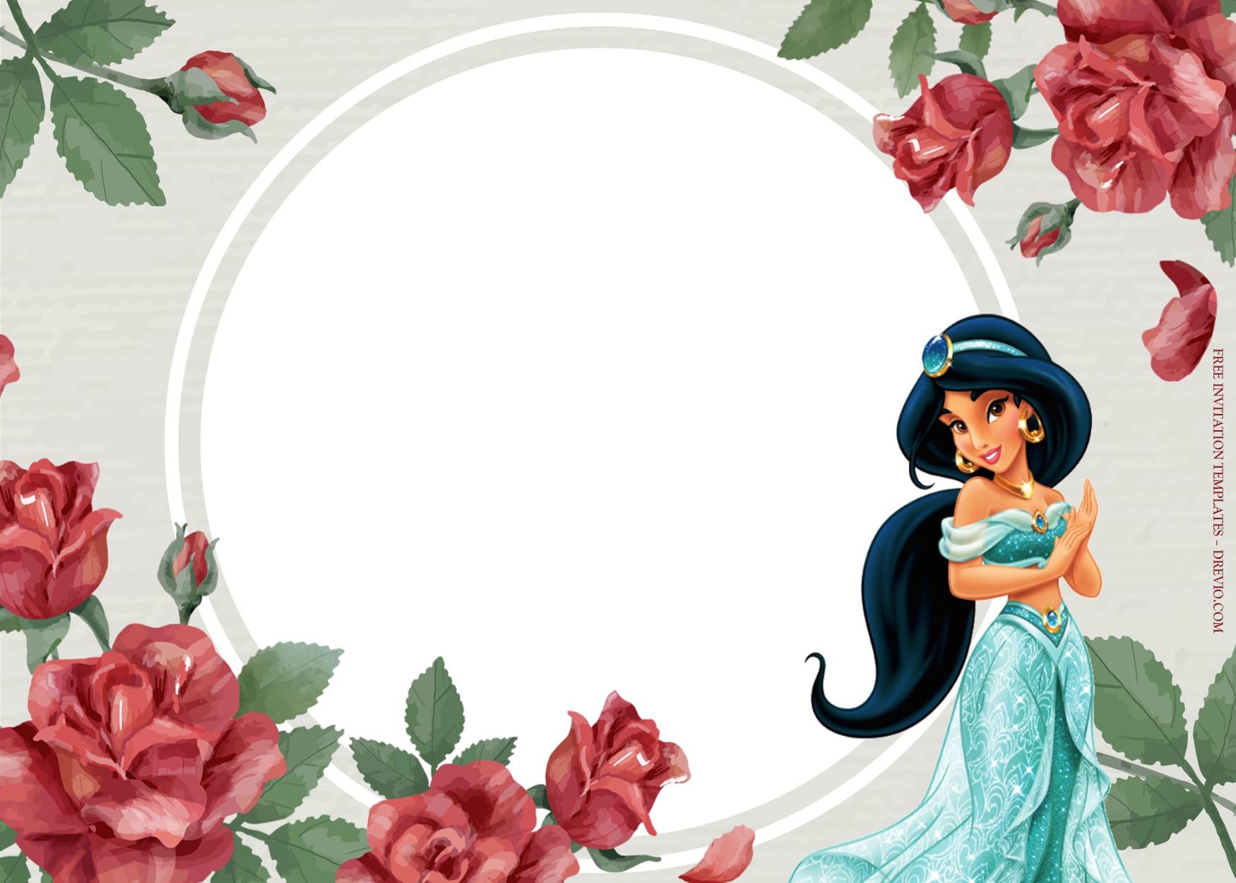Rose Garden And Princess Jasmine Birthday Invitation Templates Type Eight