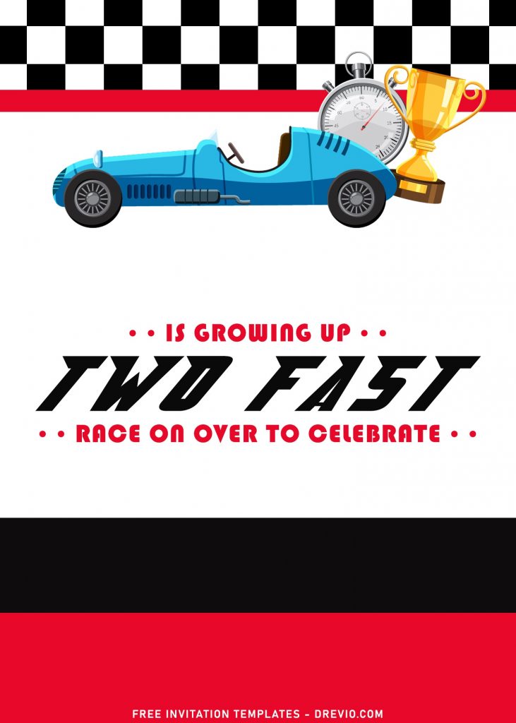 9+ Awesome Two Fast 2nd Birthday Party Invitation Templates For Boys with vintage race car