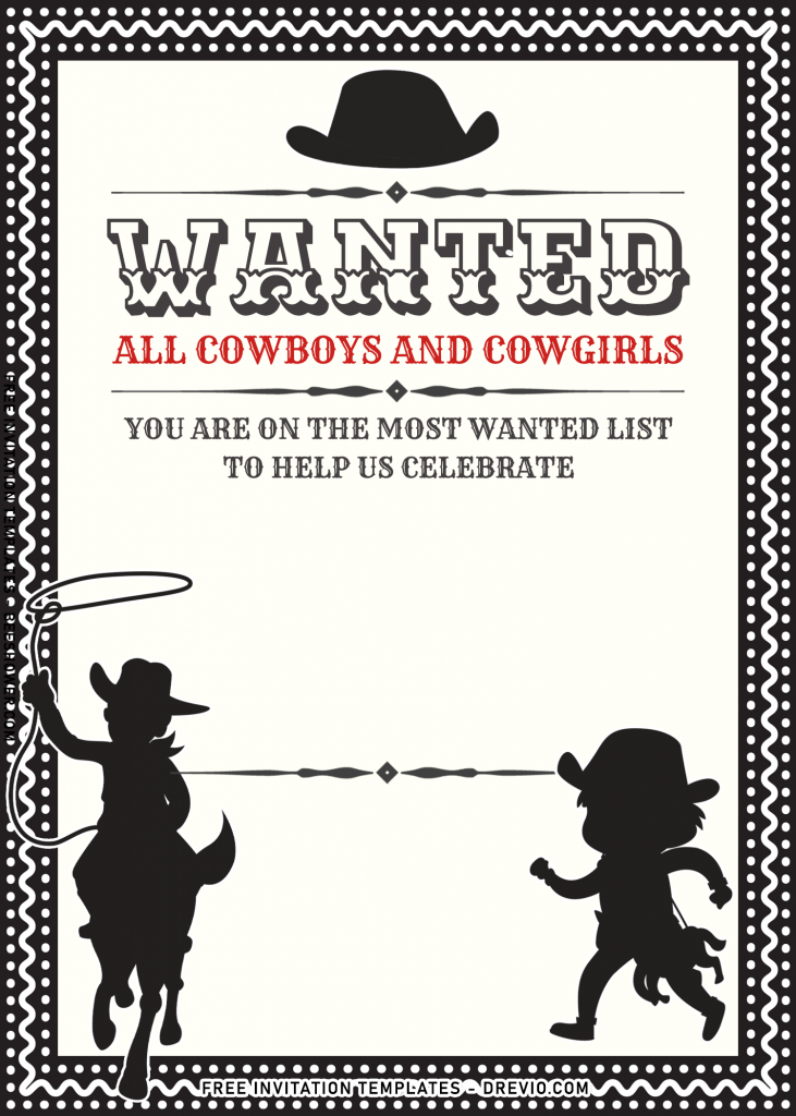 9+ Cowboy And Cowgirl Invitation Templates For Awesome Joint Birthday with lasso rope