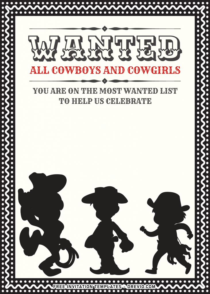 9+ Cowboy And Cowgirl Invitation Templates For Awesome Joint Birthday with cowboy and cowgirl silhouettes