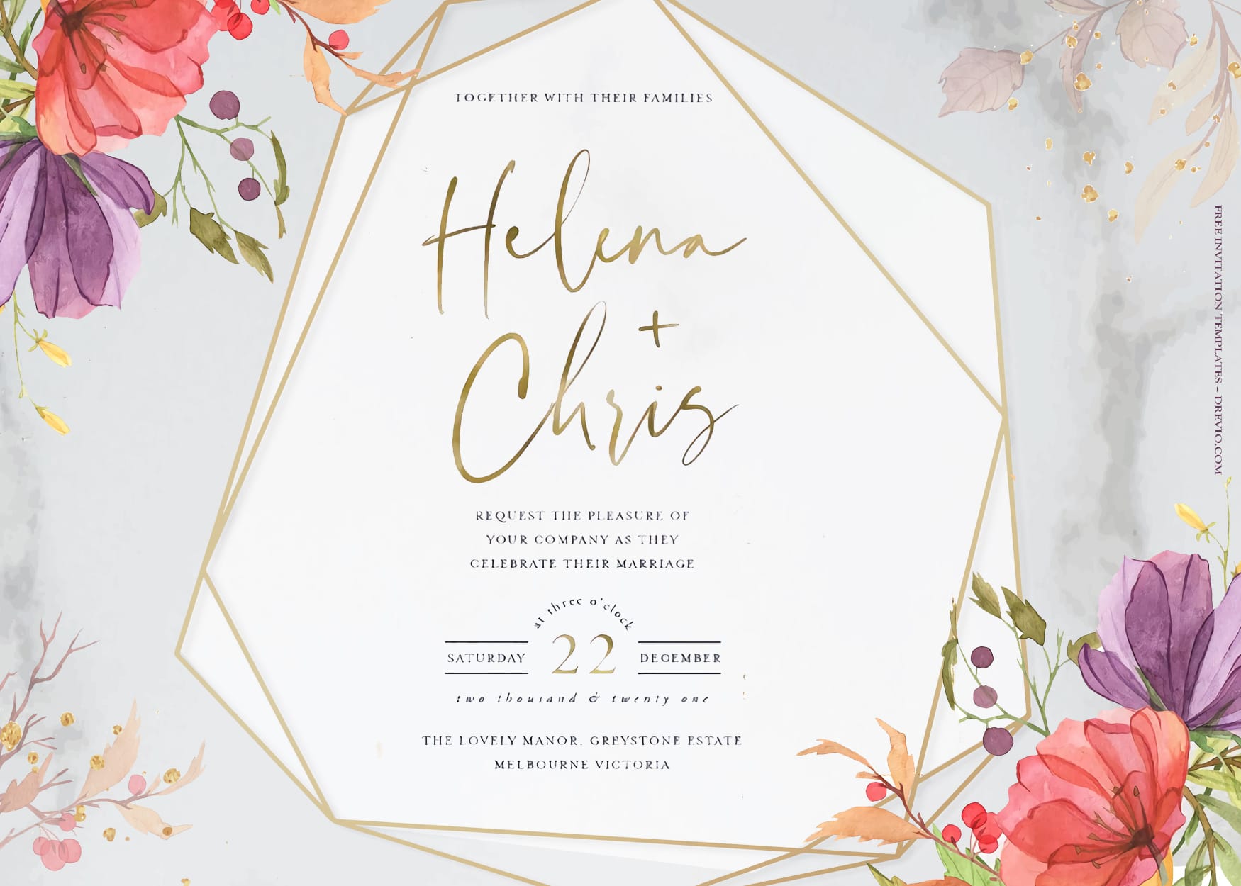 10+ Watercolor Fresh Bouquet Floral Wedding Invitation Templates Title