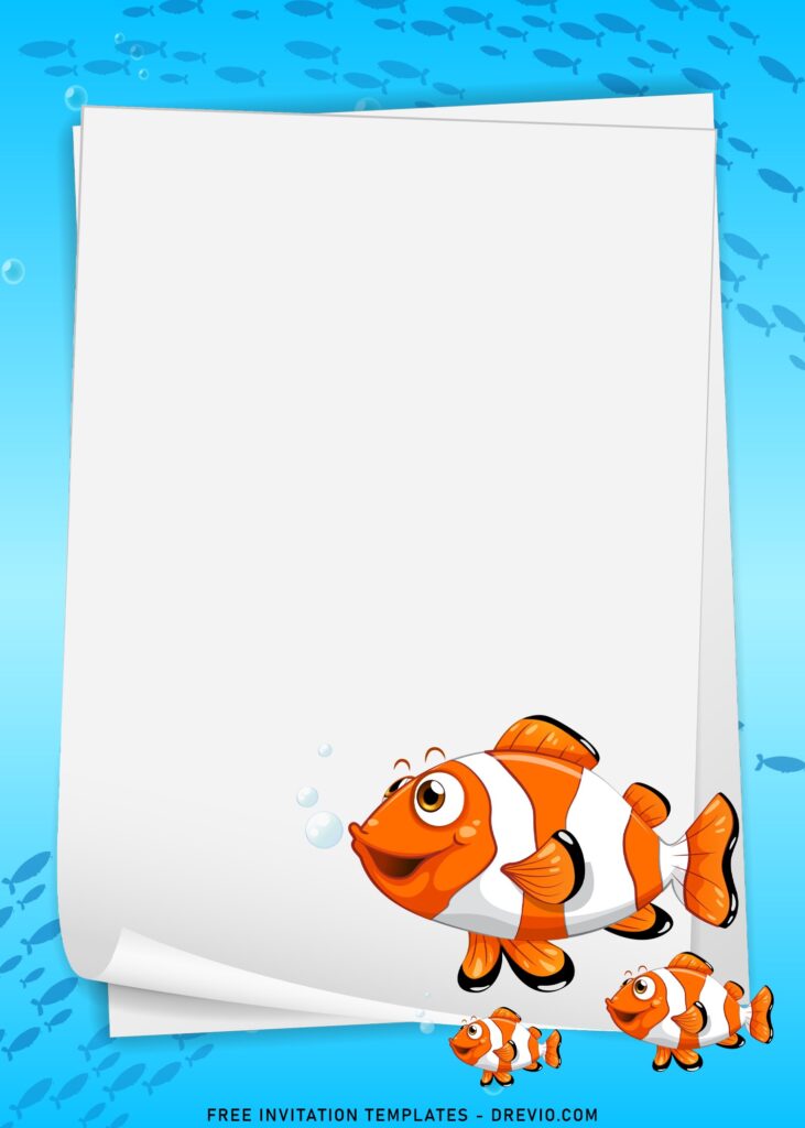 11+ Cute Fish Under The Sea Theme Birthday Invitation Templates with cute nemo clown fish