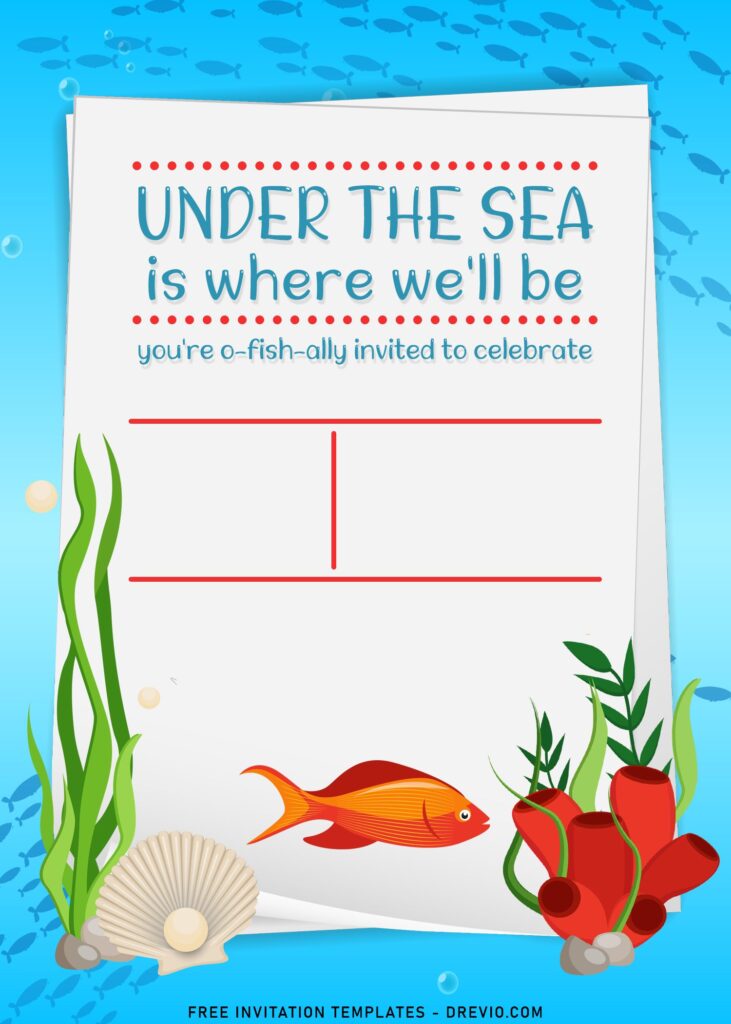 11+ Cute Fish Under The Sea Theme Birthday Invitation Templates with under the sea background