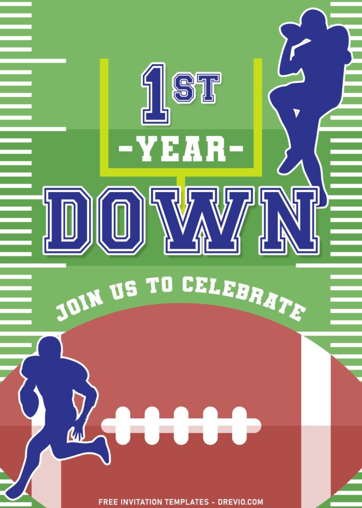 11+ Touchdown First Birthday Invitation Templates For Your Little Boy's Birthday with Football Sidelines